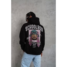 Erkek School Boy Baskılı Kapüşonlu Sweat - Siyah