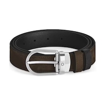 Montblanc At Nalı Tokalı Süet Deri 30 Mm Çift Taraflı Kemer 22097 Kahverengi