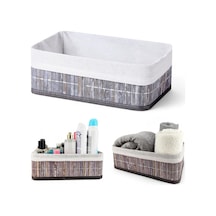 Çok Amaçlı Saklama Kutusu Düzenleyici Orta Boy Organizer Dekoratif Bambu Düzenleyici Gri 29x19x10cm Çok Renkli