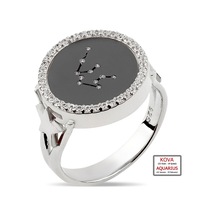 Kuyumcudukkanı Zirkontaşlı"kova Burcu"yüzük-10433-blk-aqua Siyah