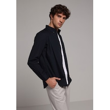 Colins Regular Fit Shirt Neck Düz Erkek Lacivert Uzun Kol Gömlek Cl1080056 Q1.v2 Dnv Koyu Lacivert