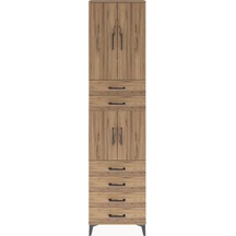 Arges Dolap 4 Raflı 6 Çekmeceli 4 Kapaklı 60x30x243 Çam-çam Çam