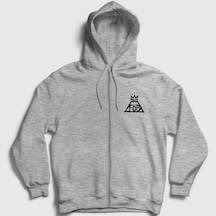 Presmono Unisex Logo Fall Out Boy Fermuarlı Kapüşonlu Sweatshirt Gri Melanj