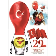 Farklı Market 29 Ekim Cumhuriyet Bayramı Atatürk Ve Çocuk Emoji Çikolata Ve Bayraklı Balon 10 Adet