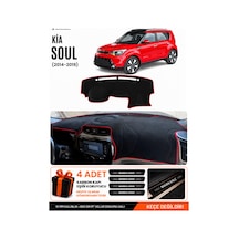 Kia Soul 2014-2019 Uyumlu Torpido Koruma, Torpido Örtüsü, Torpido Kılıfı - Siyah-kırmızı - Kı021