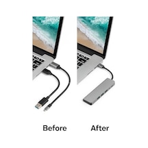 8 İn 1 Usb C Hub Çoklu Adaptör Usb 3.0 Ve Usb 2.0 Hub Tf Sd Kart Okuyucu 3.5mm Ses Çıkışı Power Delivery Destekli Macbook Pro Laptop Tablet Uyumlu