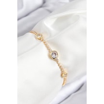 Pirinç Zirkon Taşlı Daire Model Gold Renk Asansörlü Kadın Bileklik Eb-53-vice/ 1395 0992 Çok Renkli 38870952