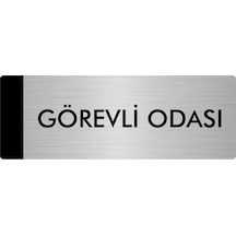 Metal Yönlendirme Levhası, Departman Kapı Isimliği Görevli Odası 7x20 Cm Gümüş Renk