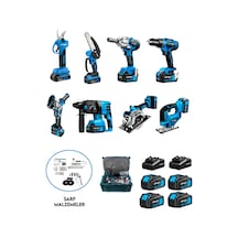 Dragro DRG 8LS 4 Akülü 8'li Set Kırıcı + Taşlama + Somun Sıkma + Vidalama + Sunta Kesme + Dekupaj + Makas + Testere Mavi