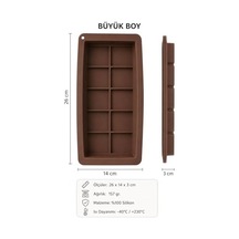 Dubai Çikolata Kalıbı Silikon Tablet Çikolata Yapım Kalıbı 10 Gözlü Büyük Boy 26x14x3 Cm