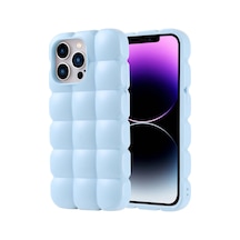 Apple iPhone Uyumlu 14 Pro Max Kılıf Parlak Esnek Silikon Klfs Dom Dom Kapak - Mavi Mavi