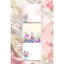 Çiçek Bloknot - 9 9 Cm Ebat- 50 Yaprak - Notepad - Memopad - Çizgisiz Not Kağıdı- To Do List - 3565