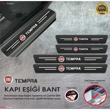 Fiat Tempra Logolu Karbon Kapı Eşiği Koruyucu Suni Deri 4'lü Set