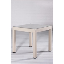 Rattan 80x80 Camlı Cappucino Masa - Bahçe&balkon&teras Genel
