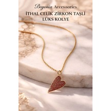 İthal Çelik Altın Kaplama Kolye Zincir Set Figürlü Zirkon Taşlı Paslanmaz Kararmaz Unisex 45cm+5cm Boy - 16 Altın