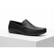 Growish Gr0490 Hakiki Yumuşak Deri Saraçlı Üst Kalite Esnek Tokasız Sade Düz Siyah Loafer Babet Ayakkabı