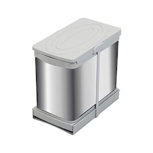 P-9455 12+12 Litre Gri Teleskopik Raylı Paslanmaz Çöp Kovası P-9 Antrasit - Gri