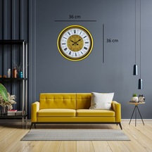 Sarı 36 Cm Desenli Dekoratif Duvar Saati 11