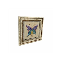Kelebek Deseni Baskılı Taş Tablo 25x25