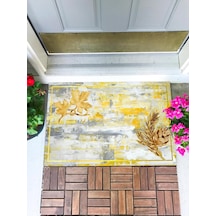 Tr Altın Yaprak Kapı Önü Paspası Dekoratif Kapı Paspası Dış Mekan Paspas Ev Içi Paspası 45x70cm Genel