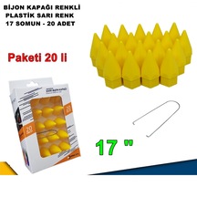 Sivri Mermi Tip Bijon Kapağı Plastik Sarı Renk 17 mm Bijon