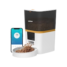 Qq003 Akıllı Otomatik Kedi Mama Kabı, Tuya App-wifi Uzaktan Kontrol, 6lt Hazne Beyaz