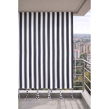 Antrasit-beyaz Balkon Perdesi Kornişli Bağcıklı Su Geçirmez Dış Mekan Dayanıklı Balkon Brandası