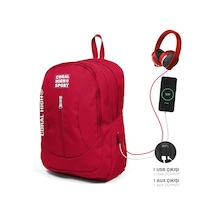 Coral High Kırmızı Sırt Çantası - USB+AUX Soketli 23451