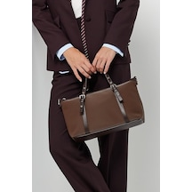K&S Kemer Detaylı Mini Tote Çanta Kahve