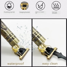 Metal Gövdeli Tıraş Makinesi T-bıçaklı Saç, Sakal Ve Ense Kesme Makinesi, Şarjlı Profesyonel Trimmer, Lazer Çizim Ve Epilasyon Öncesi Bakım İçin Tıraş Makinesi