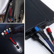 Işıklı Anahtarlık Model 3 İn 1 Usb Çıkışlı Mikro,type-c Ve İphone Uyumlu Şarj Kablosu Go53/05260
