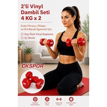 Ckspor 2 Li Vinyl Dambıl Seti 4 Kg X 2 Evde Fitness & Pilates İçin Vinil Kaplı Demir Dambıl