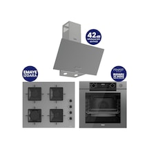 Ferre Steamart-Fryart-Silentart Serisi Gri Set QEP64CPR+SS208+D088-SA Emaye Izgara