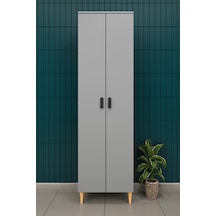 Modern 2 Kapaklı Çok Amaçlı Mutfak Banyo Dolabı %100 Mdf Erzak Kiler Dolabı Fd03 Kül Gri