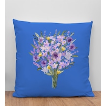 Bk Gift Çiçek Tasarımlı Mavi Kırlent Yastık, Arkadaşa Hediye, Ev Dekorasyonu, Ev Hediyesi-9
