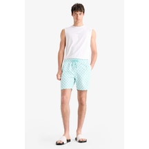 Defacto Regular Fit Desenli File Astarlı Kısa Boy Deniz Şortu E0977ax25hsgn1101 Yeşil