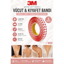 5 Metre 3m Kalitesinde 12mm Yapışkanlı Şeffaf Çift Taraflı Dekolte Abiye Gelinlik Sabitleme Bant Vüc