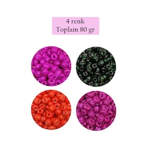 Dökme Cam Kum Boncuk Büyük Boy 6/0 4 Mm - 4 Renk - Toplam 80 Gram - Bnc414
