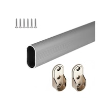 Oval Alüminyum 110 Cm Dolap Içi Askı Borusu 2 Adet Flanş Vidalar Krom Oval Alüminyum 110 Cm Dolap Içi Askı Borusu 2 Adet Flanş Vidalar Krom