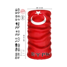 E Taktik Beyaz Ay Yıldız Desenli Göktürkçe Kırmızı Bayrak Boyunluk Baf Maske Kırmızı - 866182145 Kırmızı