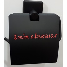 Tuvalet Kağıtlık Kapaklı Kare Tabanlı Mat Siyah