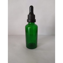 50Ml Cam Yeşil İnce Cam Damlalıklı Kilitli Kapak Siyah(10 Ade...