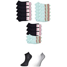 Siyah Ve Beyaz Kadın Bilek Çorap 15 Çift Siyah - Beyaz - Gri - Ten