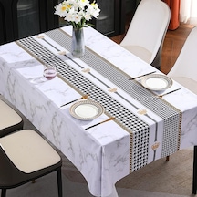 Beyaz İskandinav Tarzı Pvc Masa Örtüsü, Su Geçirmez, Yağa Dayanıklı Ve Yıkanabilir Dikdörtgen Örtüsü, Ev Masa Masa Örtüsü 56917351