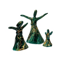 3'lü Çini Semazen Biblo Seti Mermer Semazen Set