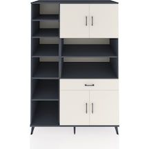 Kronos Dolap 10 Raflı Tek Çekmeceli 4 Kapaklı 132x59x195 Antrasit-aytaşı/aytaşı Aytası/aytası