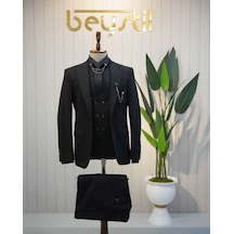 Beystil Sivri Yaka Siyah Takım Elbise Elanor - Slim Fit Siyah Beystil Sivri Yaka Siyah Takım Elbise Elanor - Slim Fit Siyah