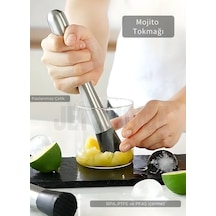 Jet's Home Mojito Tokmağı Barista Buz Ezici Tokmak Meyve Ezici Barmen İçecek Karıştırıcı Paslanmaz 20 Cm