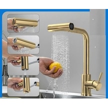 Mutfak Eviye Bataryası Duş Şelale Mat Gold 3 Fonksiyonlu Yeni