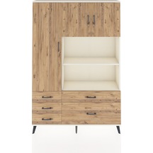 Arges Dolap 7 Raflı 5 Çekmeceli 3 Kapaklı 132x30x195 Aytaşı-çam/çam Atlas Çam/atlas Çam